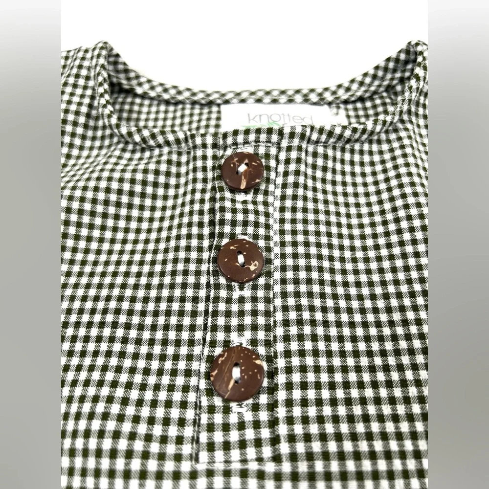 KNOTTED FERN Toddler Girls Short Sleeve Tunic 2T Green Gingham‎ Neutral Fall